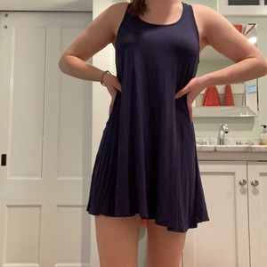 Navy blue shift dress with racer back